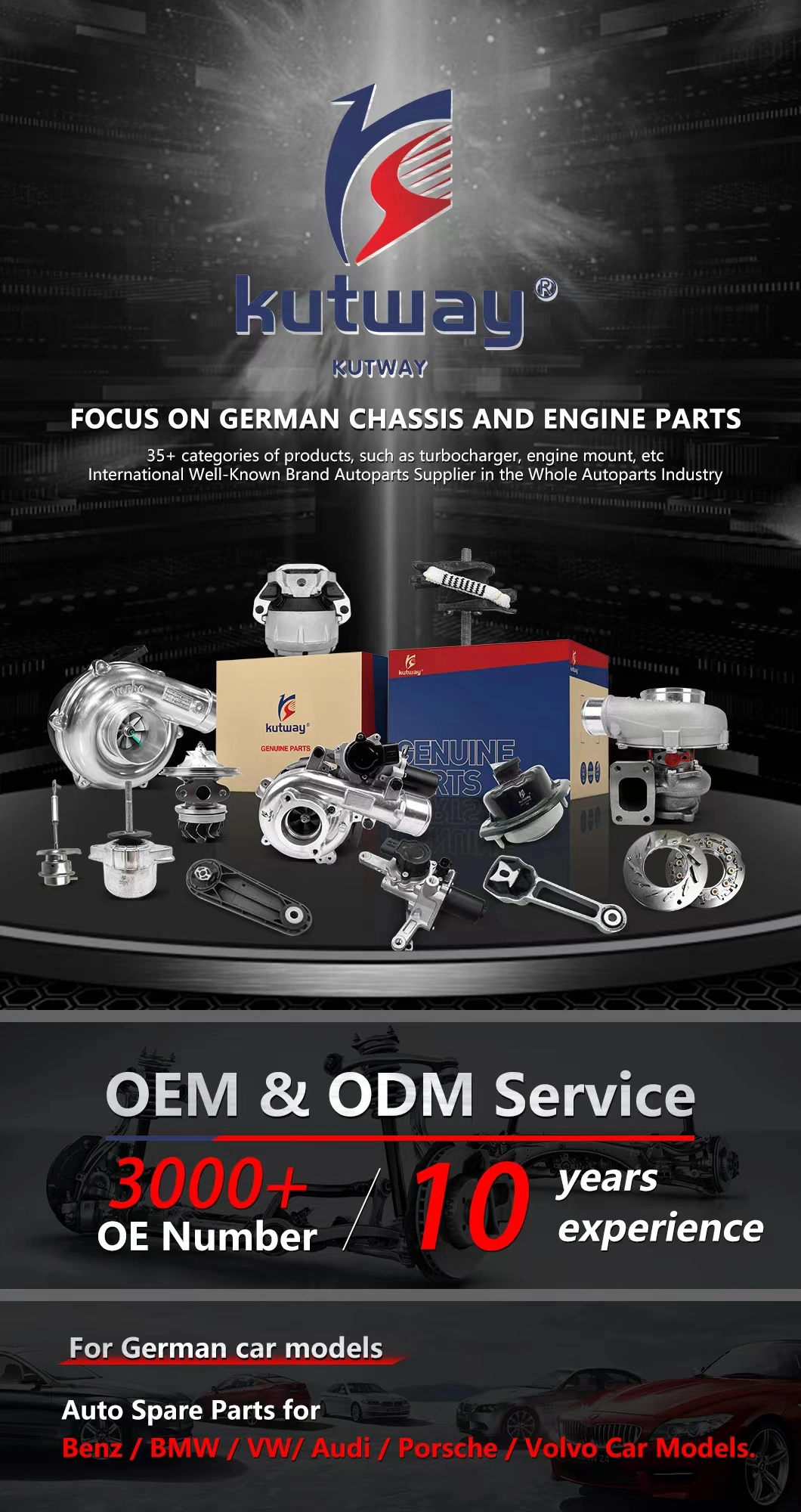 Kutway Auto Engine Mount OEM: 1K0199555q / 1K0 199 555 Q Fit for Audi
