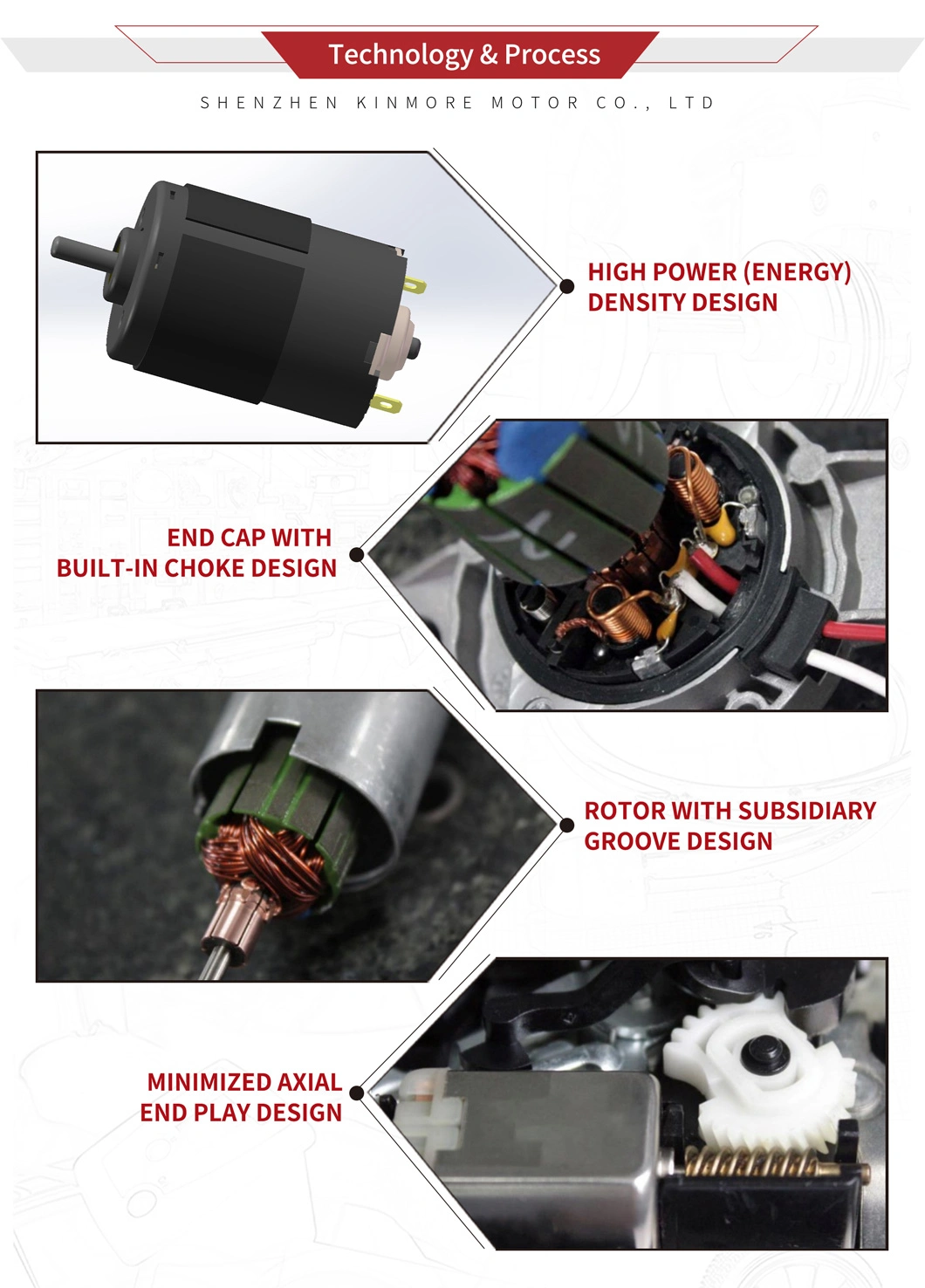 Kinmore Strong Micro Engranaje Gear DC Motor for Sunroof